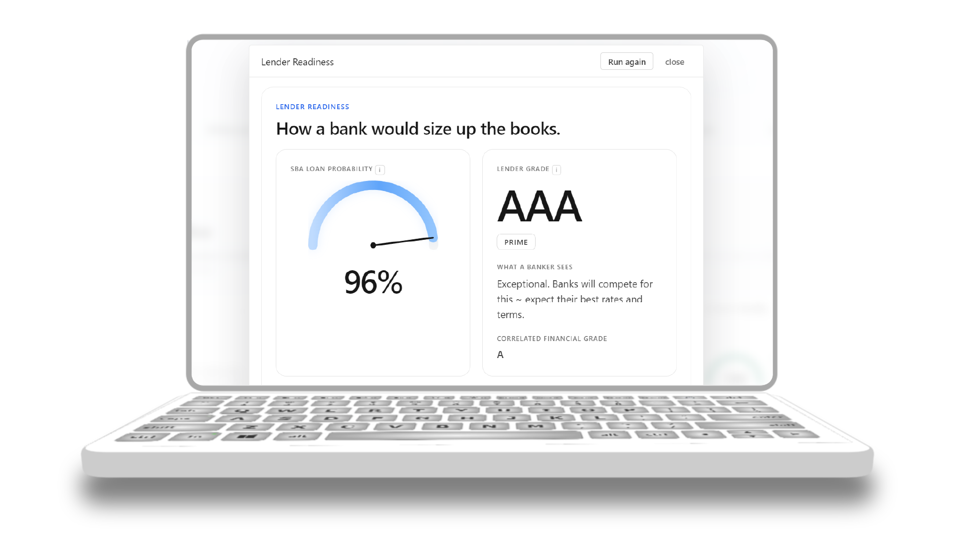 Lender readiness graded the way a lender grades it, with what is missing named